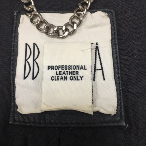 BB Dakota Blue/Gray Leather Moto Jacket, Size L - Picture 10 of 13